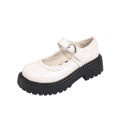 Heart Buckled Platform Mary Jane Shoes