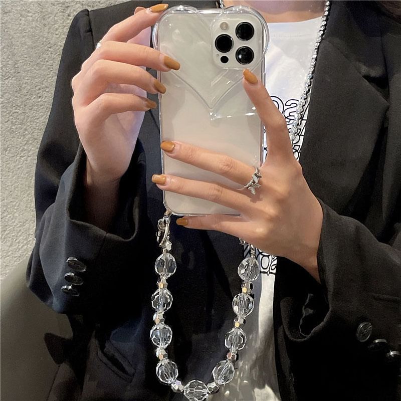 Phone Heart Chain Crystal Transparent Case Faux