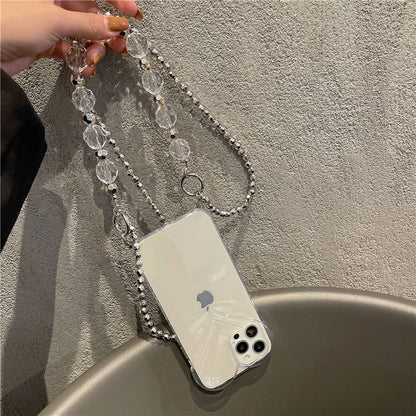 Phone Heart Chain Crystal Transparent Case Faux