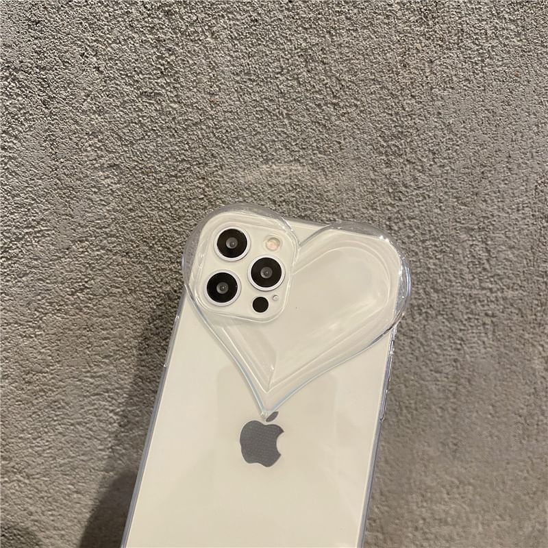 Phone Heart Chain Crystal Transparent Case Faux