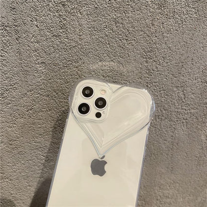 Phone Heart Chain Crystal Transparent Case Faux