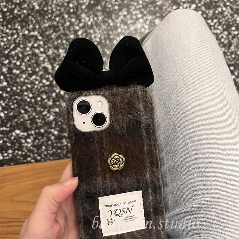 Bow Floral Phone Case Chenille