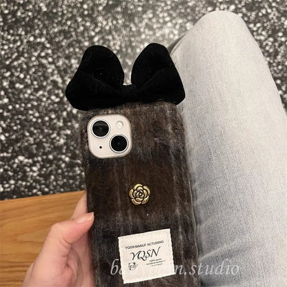 Bow Floral Phone Case Chenille
