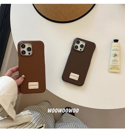 Phone Leather Applique Lettering Faux Case