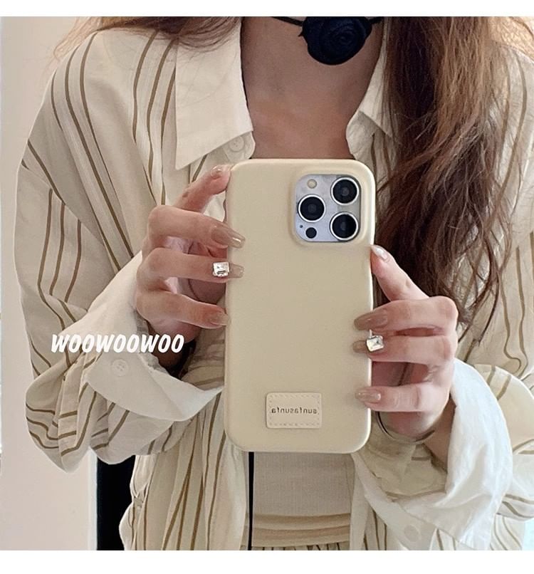 Phone Leather Applique Lettering Faux Case