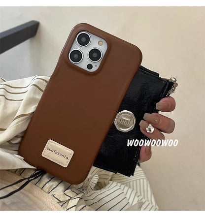 Phone Leather Applique Lettering Faux Case