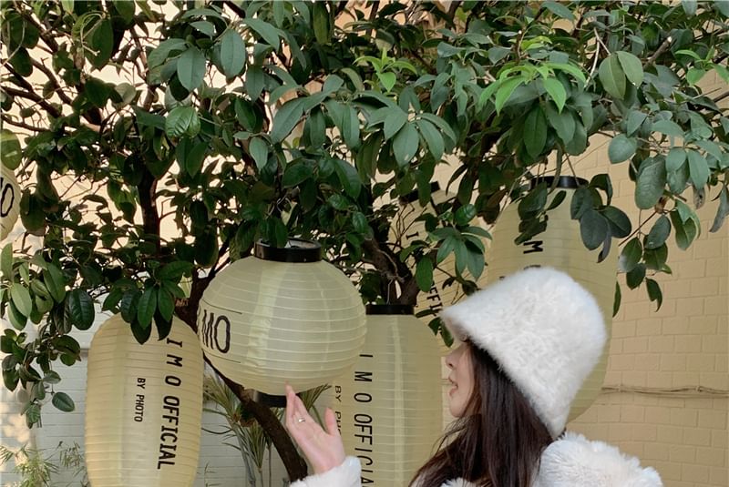 Plain Fluffy Open Front Jacket / Mid Rise Plain Wide Leg Pants