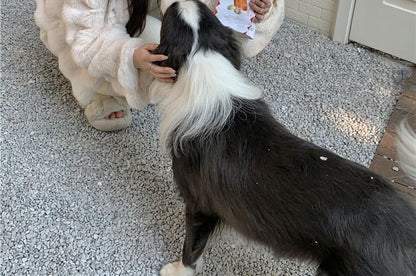 Plain Fluffy Open Front Jacket / Mid Rise Plain Wide Leg Pants