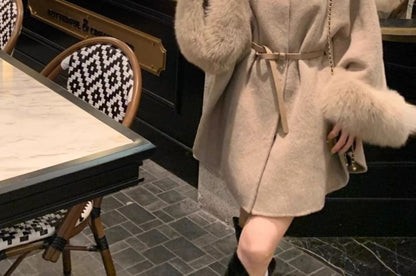 Faux Fur Collar Woolen Coat