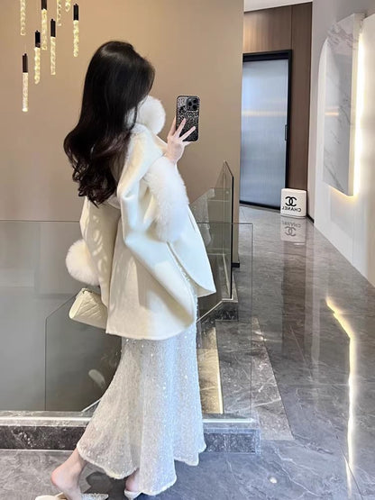 Faux Fur Collar Woolen Coat