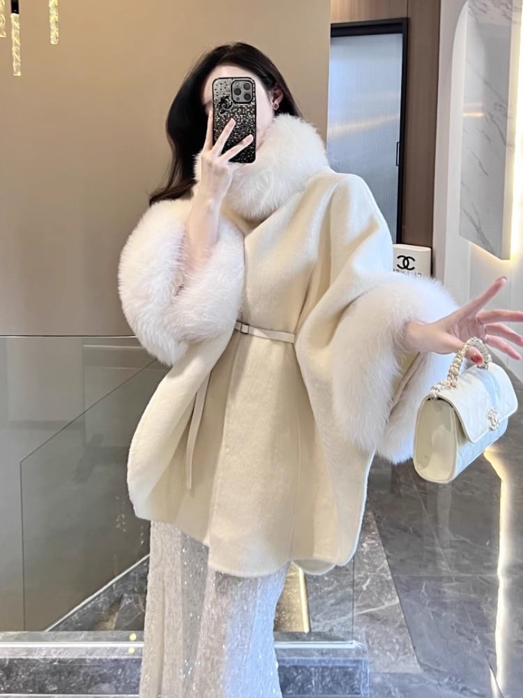 Faux Fur Collar Woolen Coat