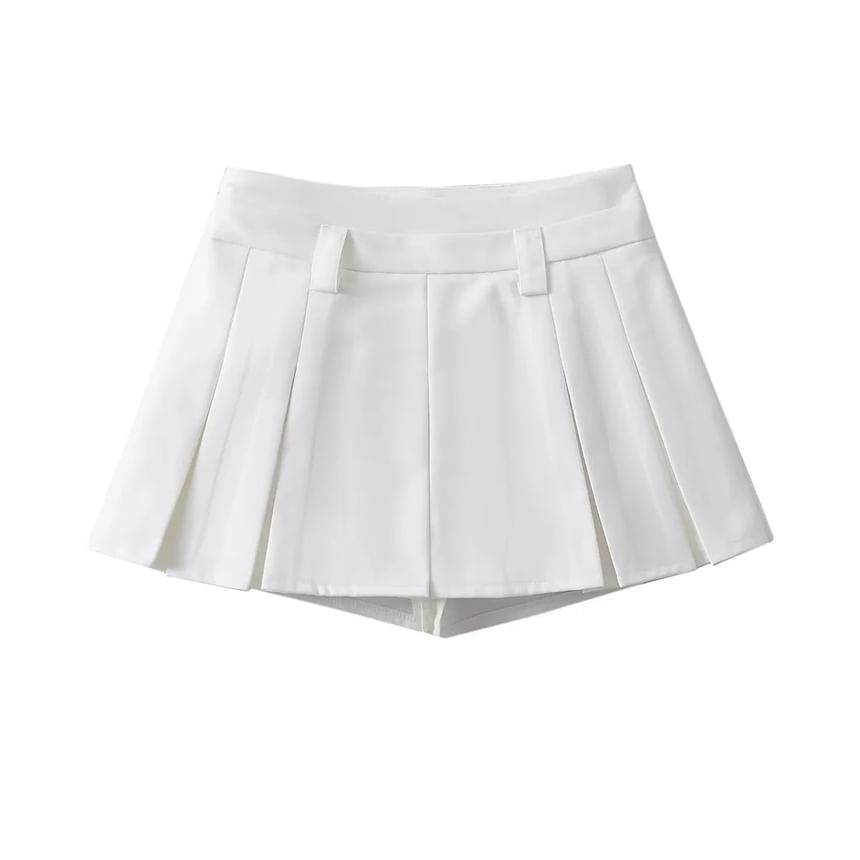 Low-Rise Color-Block Mini Pleated A-Line Skirt