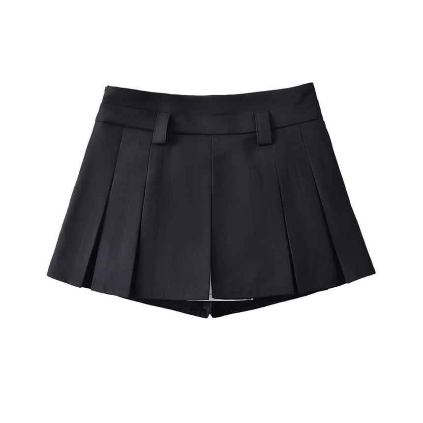 Low-Rise Color-Block Mini Pleated A-Line Skirt