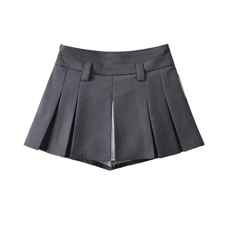 Low-Rise Color-Block Mini Pleated A-Line Skirt