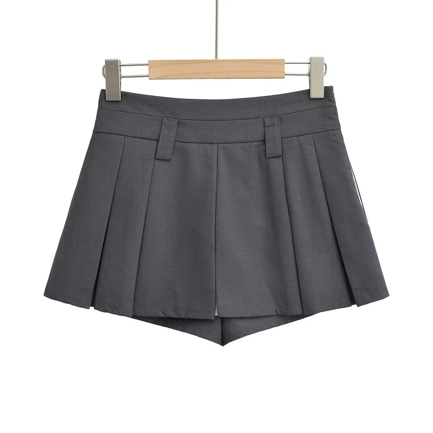 Low-Rise Color-Block Mini Pleated A-Line Skirt