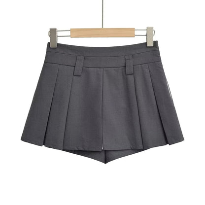 Low-Rise Color-Block Mini Pleated A-Line Skirt