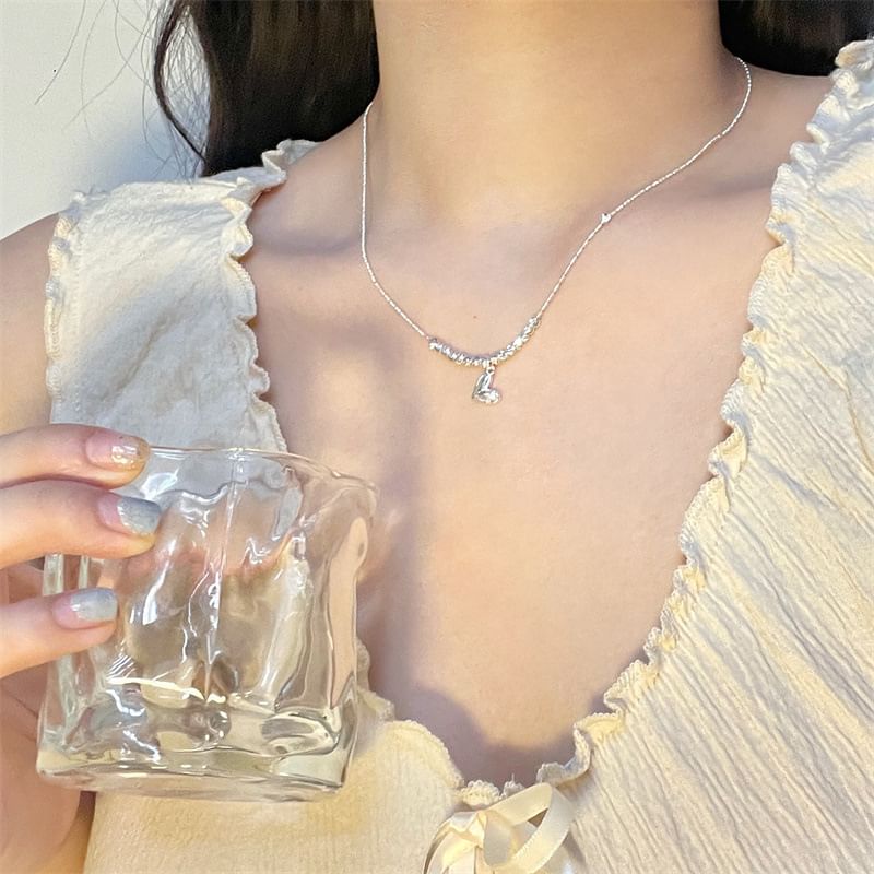 Pendant Necklace Heart Beaded