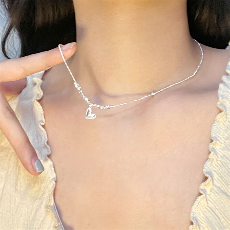 Pendant Necklace Heart Beaded