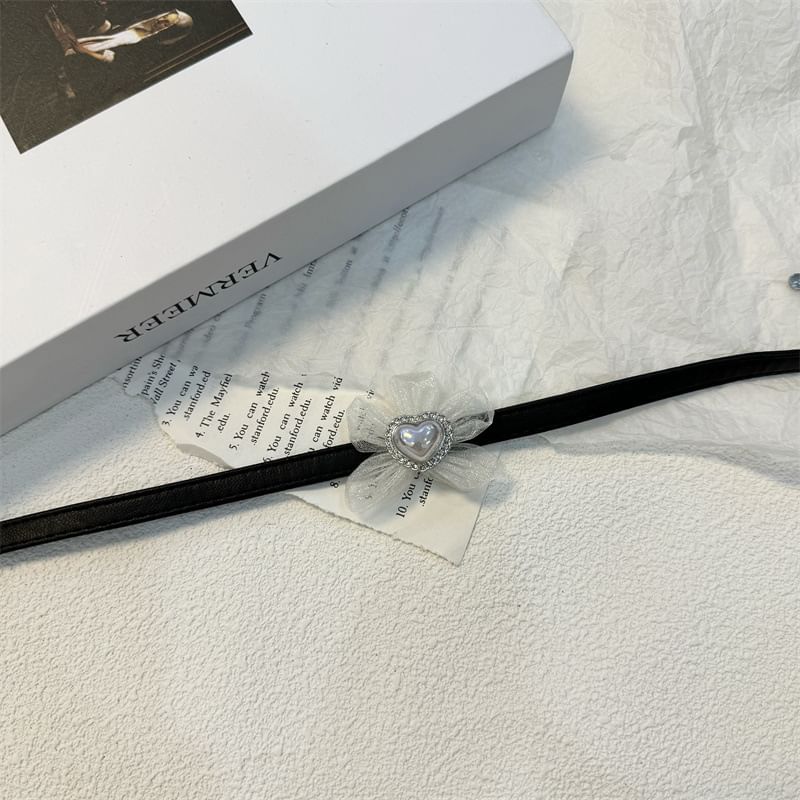 Leather Faux Choker Heart Floral