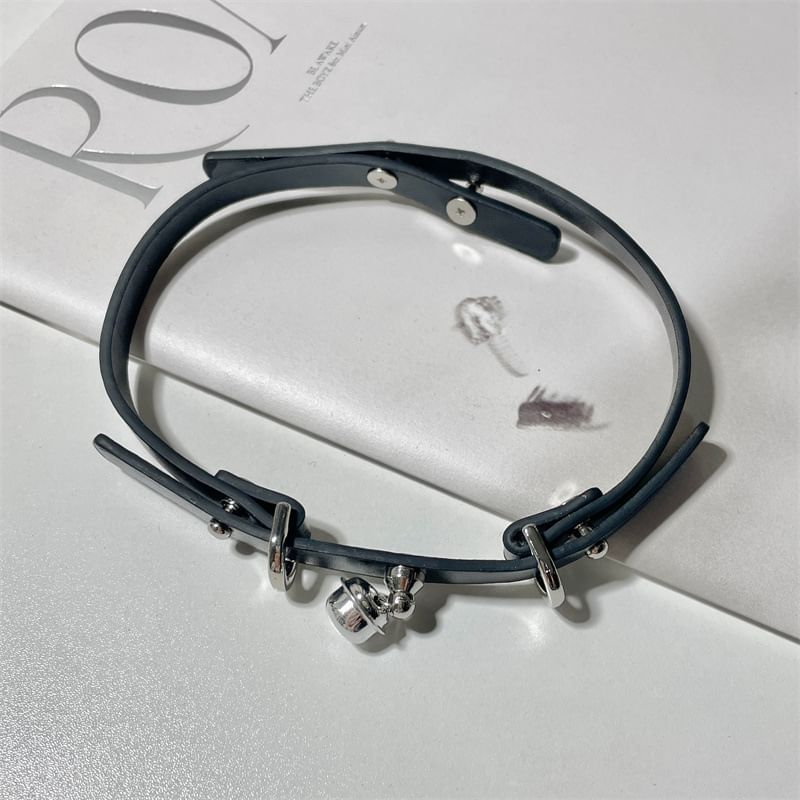 Bell Faux Choker Pendant Leather