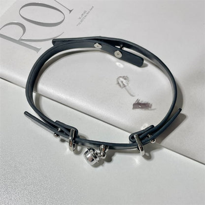 Bell Faux Choker Pendant Leather