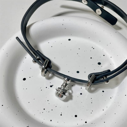 Bell Faux Choker Pendant Leather