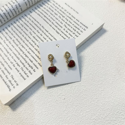 Heart Drop Earring Faux Pearl