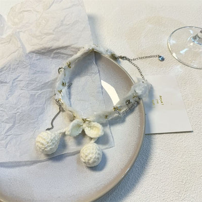 Bead Fringed Cherry Choker Fabric