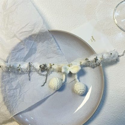 Bead Fringed Cherry Choker Fabric