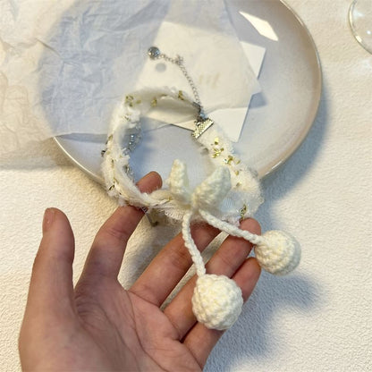 Bead Fringed Cherry Choker Fabric