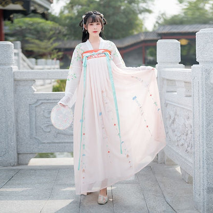 Floral Embroidered Hanfu Costume Set