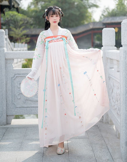 Floral Embroidered Hanfu Costume Set