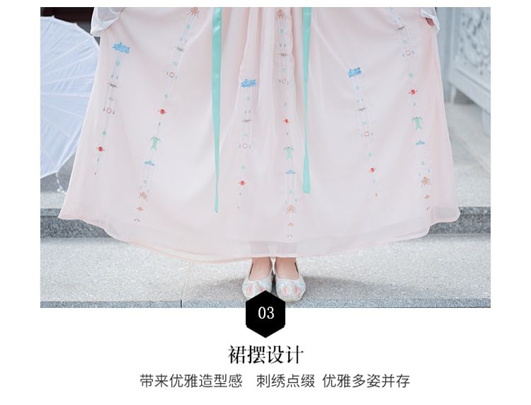 Floral Embroidered Hanfu Costume Set