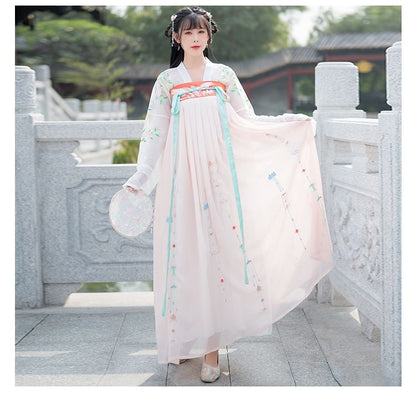 Floral Embroidered Hanfu Costume Set