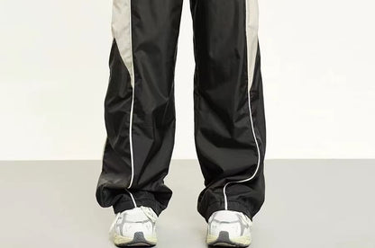 High Waist Color-Block Loose-Fit Wide-Leg Sweatpants