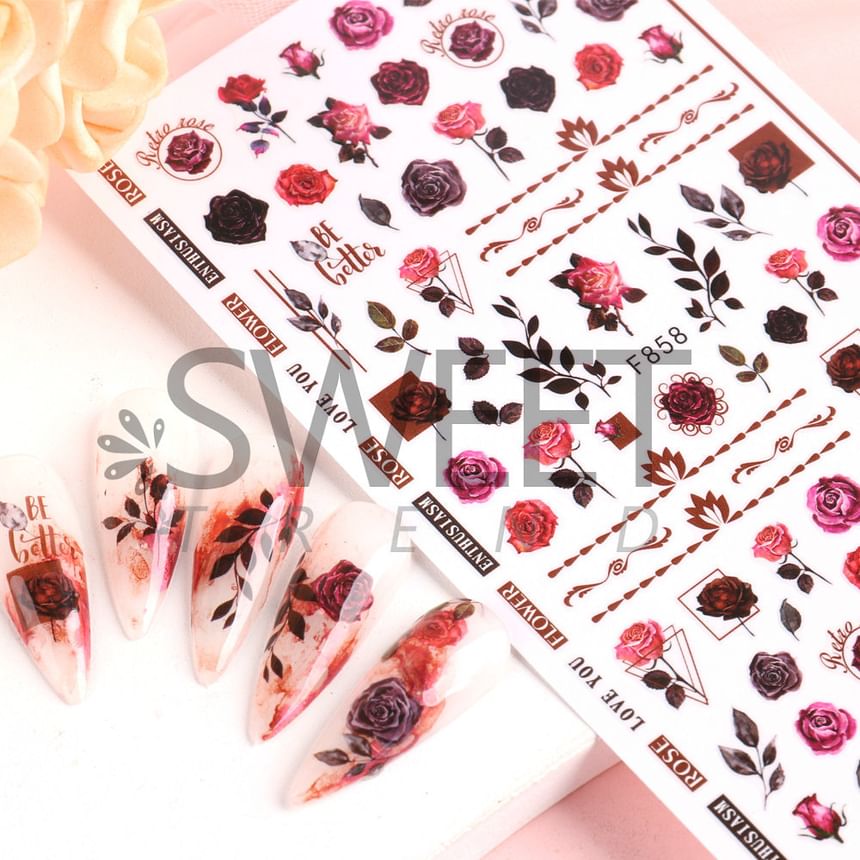 Rose Nail Art Stickers (Various Designs)