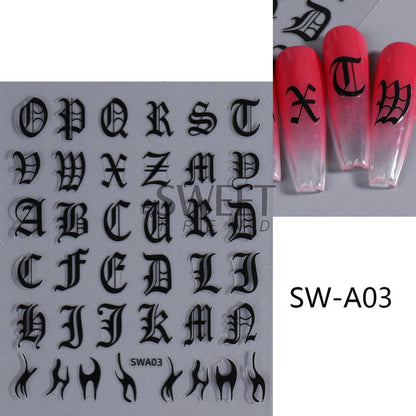 Alphabet Nail Art Stickers (Various Designs)