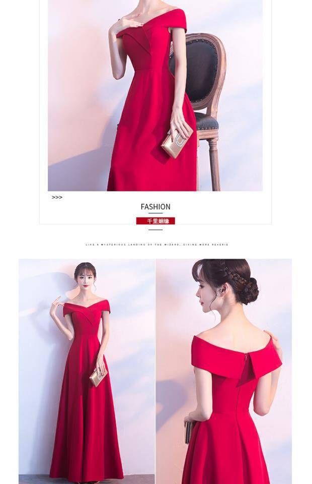 Off Shoulder Plain A-Line Evening Gown