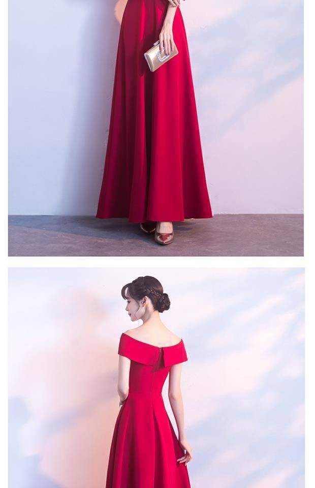 Off Shoulder Plain A-Line Evening Gown