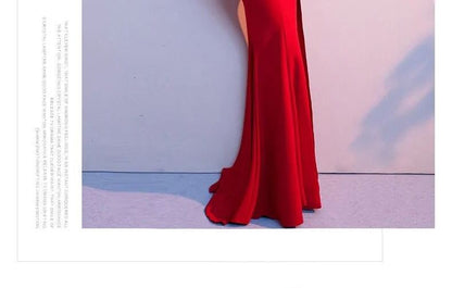 Spaghetti Strap Off Shoulder Plain Maxi Evening Gown