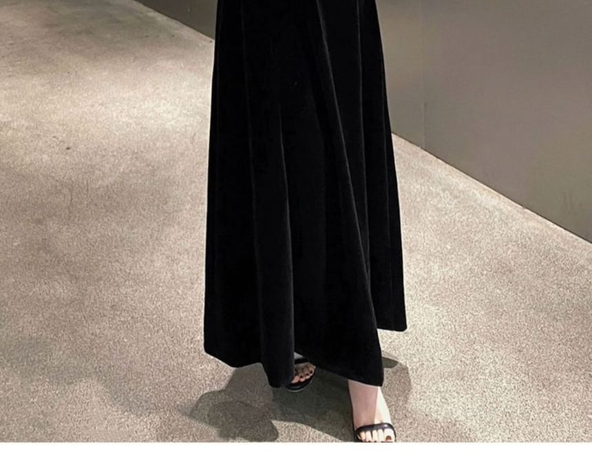 Long-Sleeve Cold Shoulder Two Tone A-Line Evening Gown