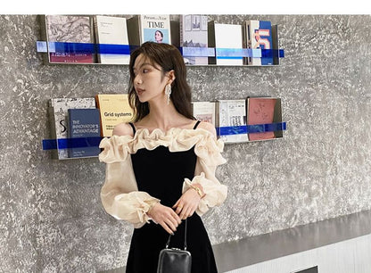 Two Long-Sleeve Cold Shoulder Gown A-Line Tone Evening