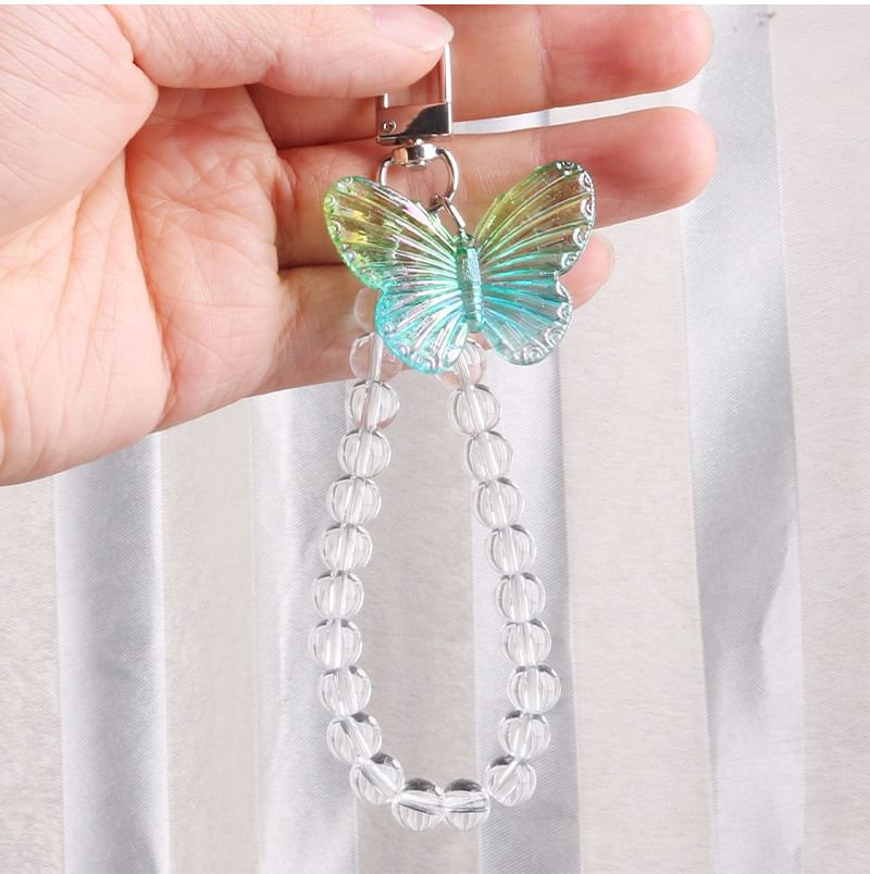 Butterfly Acrylic Bead Bag Charm Keyring