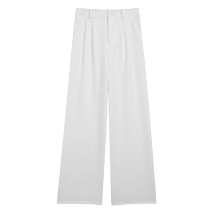 High-Waist Plain Straight Leg Dress Pants