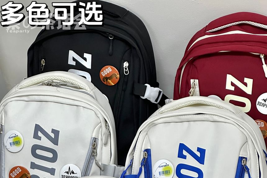 Lettering Print Buckle Backpack