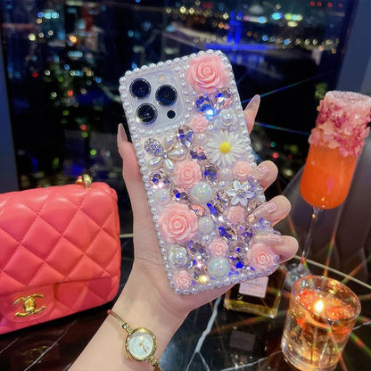Rhinestone Phone Case Floral