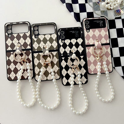 Case Faux Argyle Strap Pearl Phone