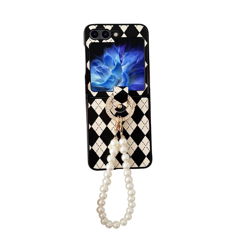 Case Faux Argyle Strap Pearl Phone