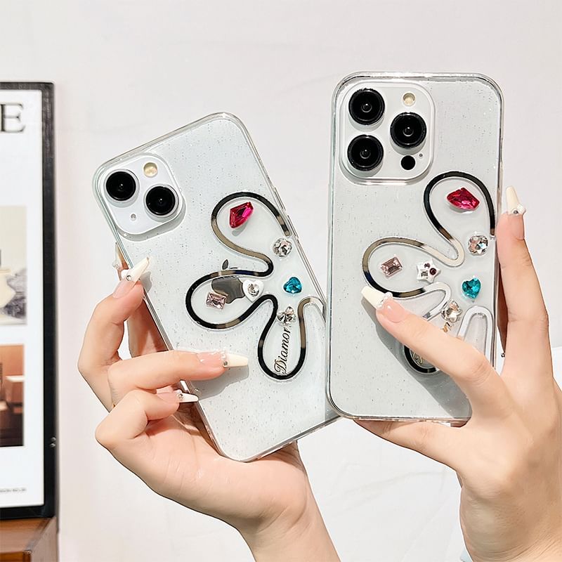 Phone Floral Case Rhinestone