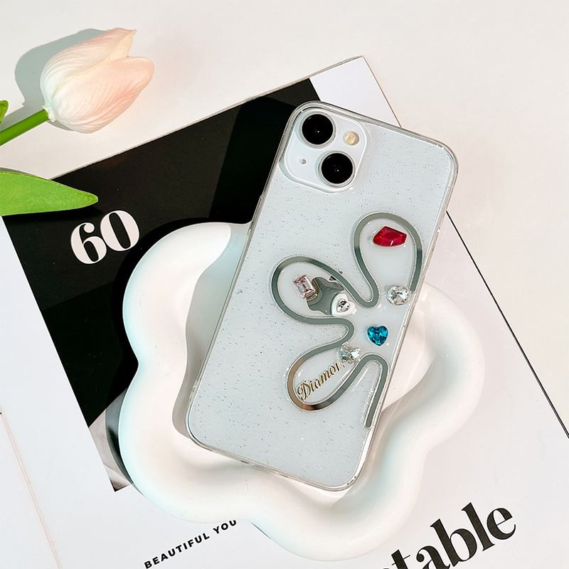 Phone Floral Case Rhinestone